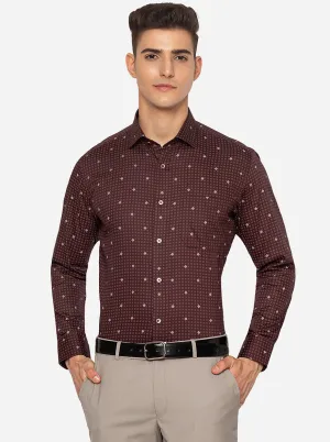 Maroon Printed Slim Fit Formal Shirt | Greenfibre