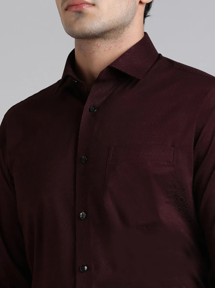 Maroon Solid Slim Fit Formal Shirt | Metal