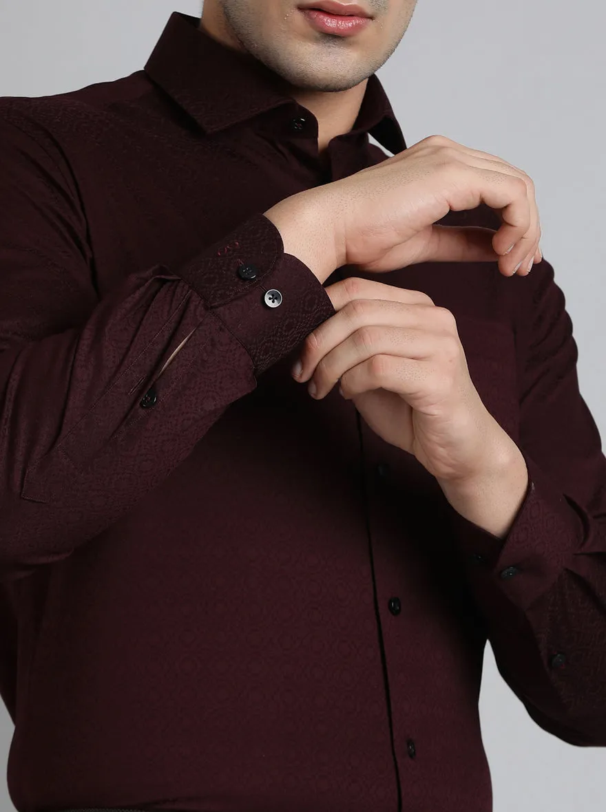 Maroon Solid Slim Fit Formal Shirt | Metal