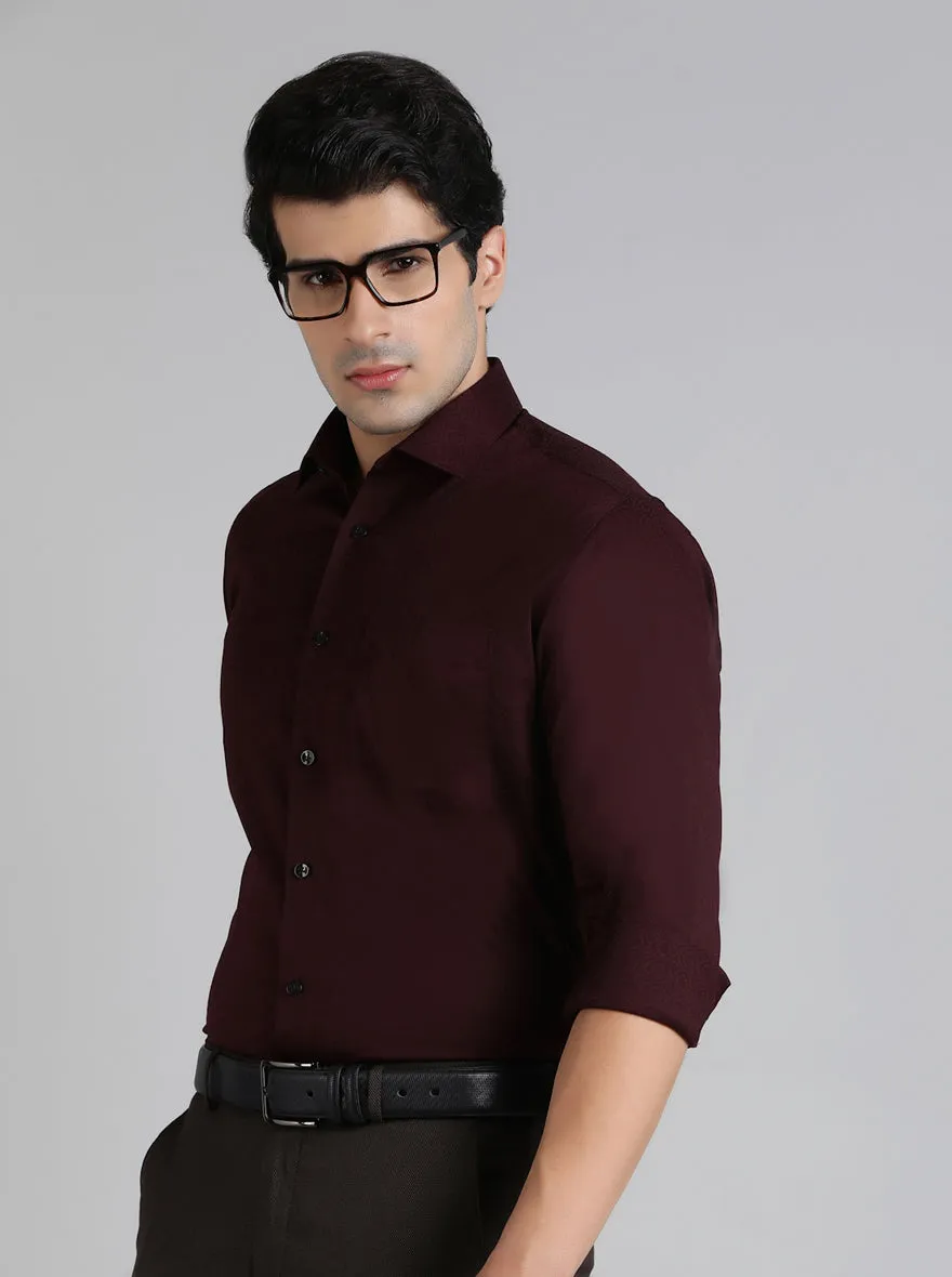 Maroon Solid Slim Fit Formal Shirt | Metal