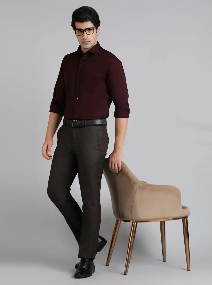 Maroon Solid Slim Fit Formal Shirt | Metal