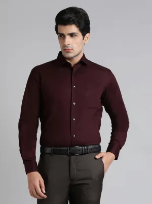 Maroon Solid Slim Fit Formal Shirt | Metal