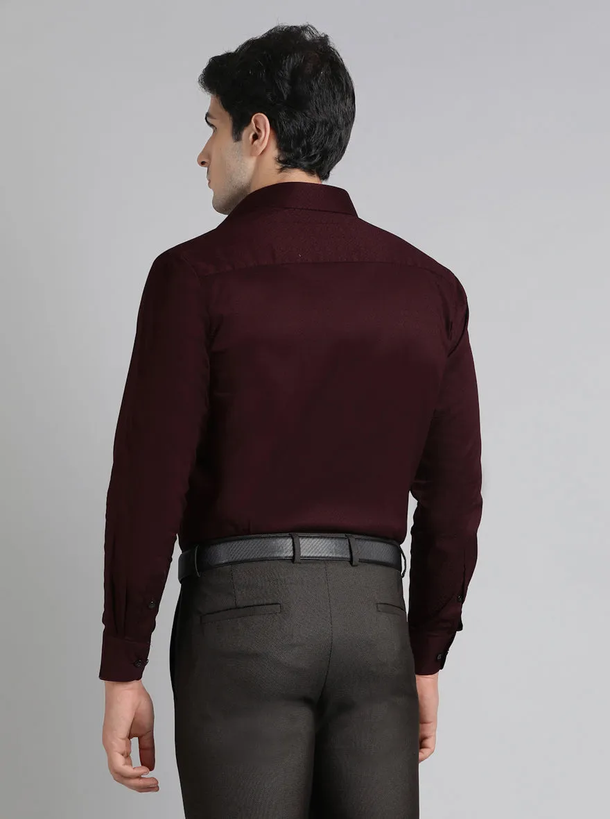 Maroon Solid Slim Fit Formal Shirt | Metal