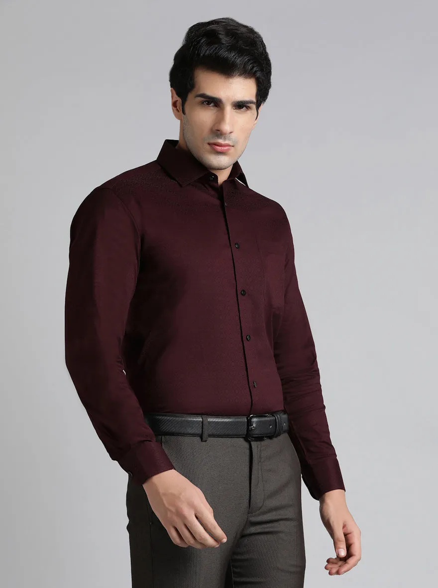 Maroon Solid Slim Fit Formal Shirt | Metal