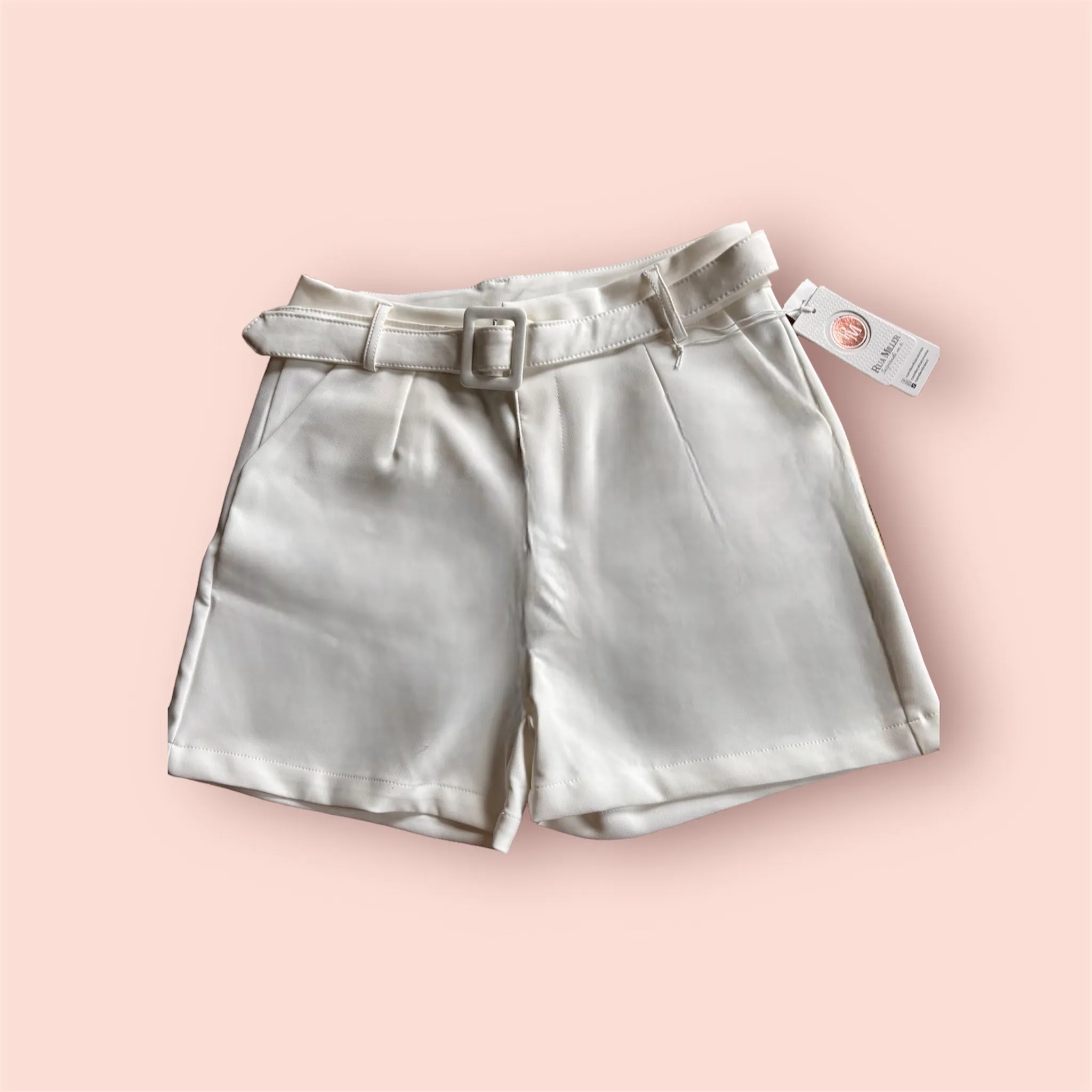 Medium Rise Shorts with Woven Belt