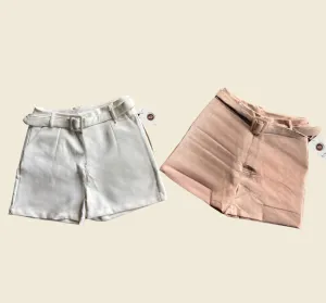 Medium Rise Shorts with Woven Belt
