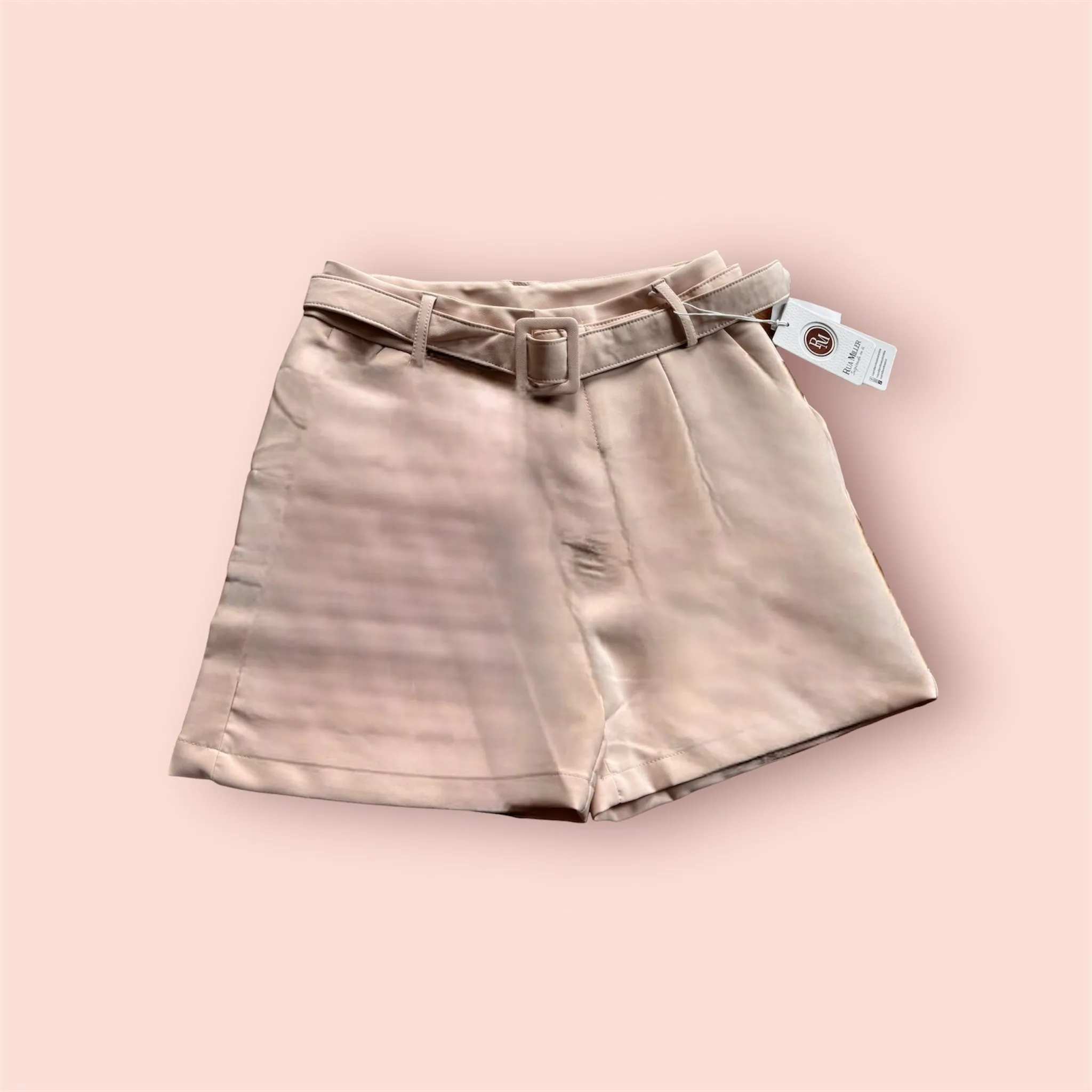 Medium Rise Shorts with Woven Belt