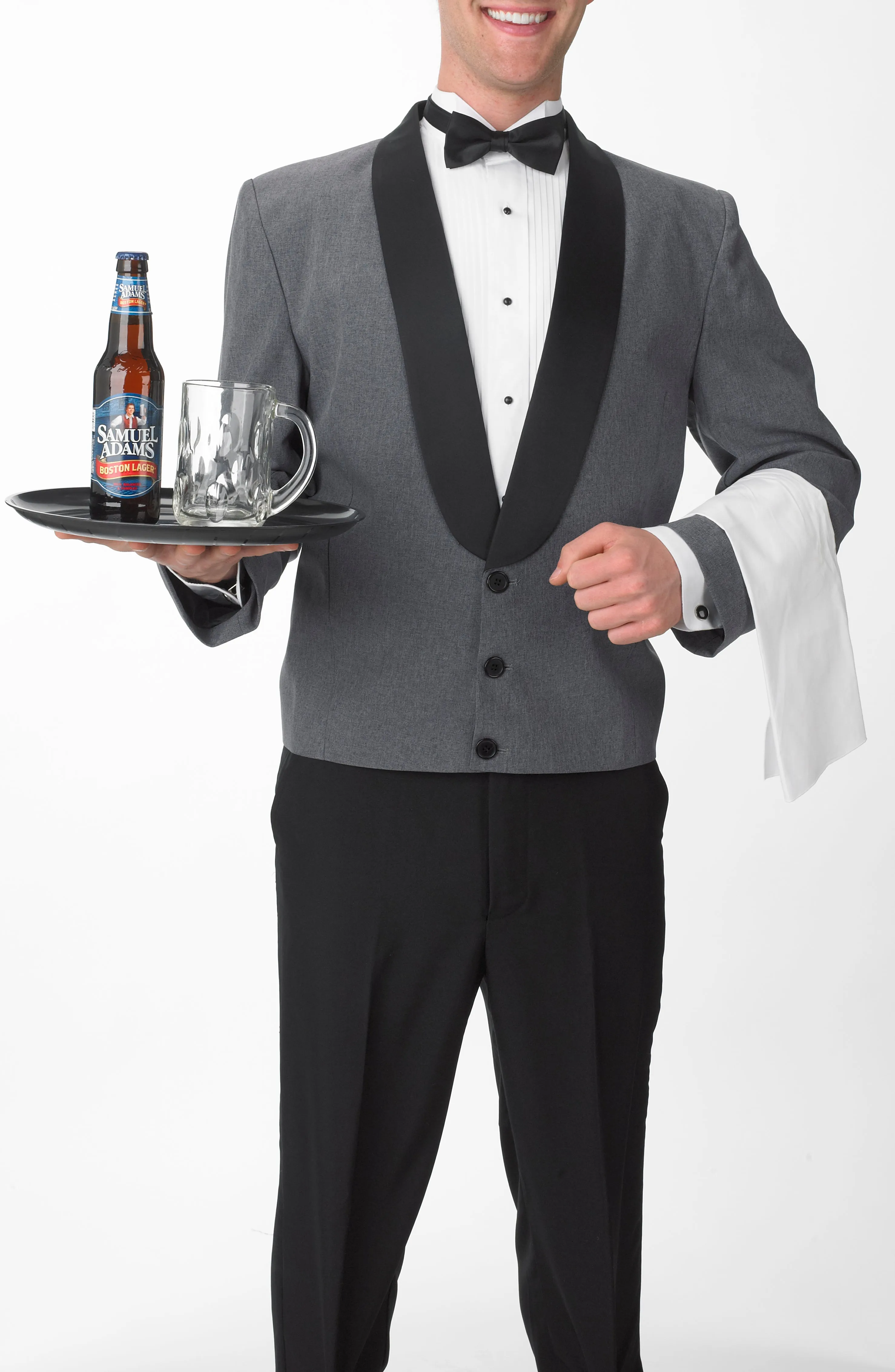 Men's Heather Gray Eton Jacket with Black Satin Shawl Lapel