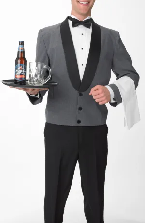 Men's Heather Gray Eton Jacket with Black Satin Shawl Lapel
