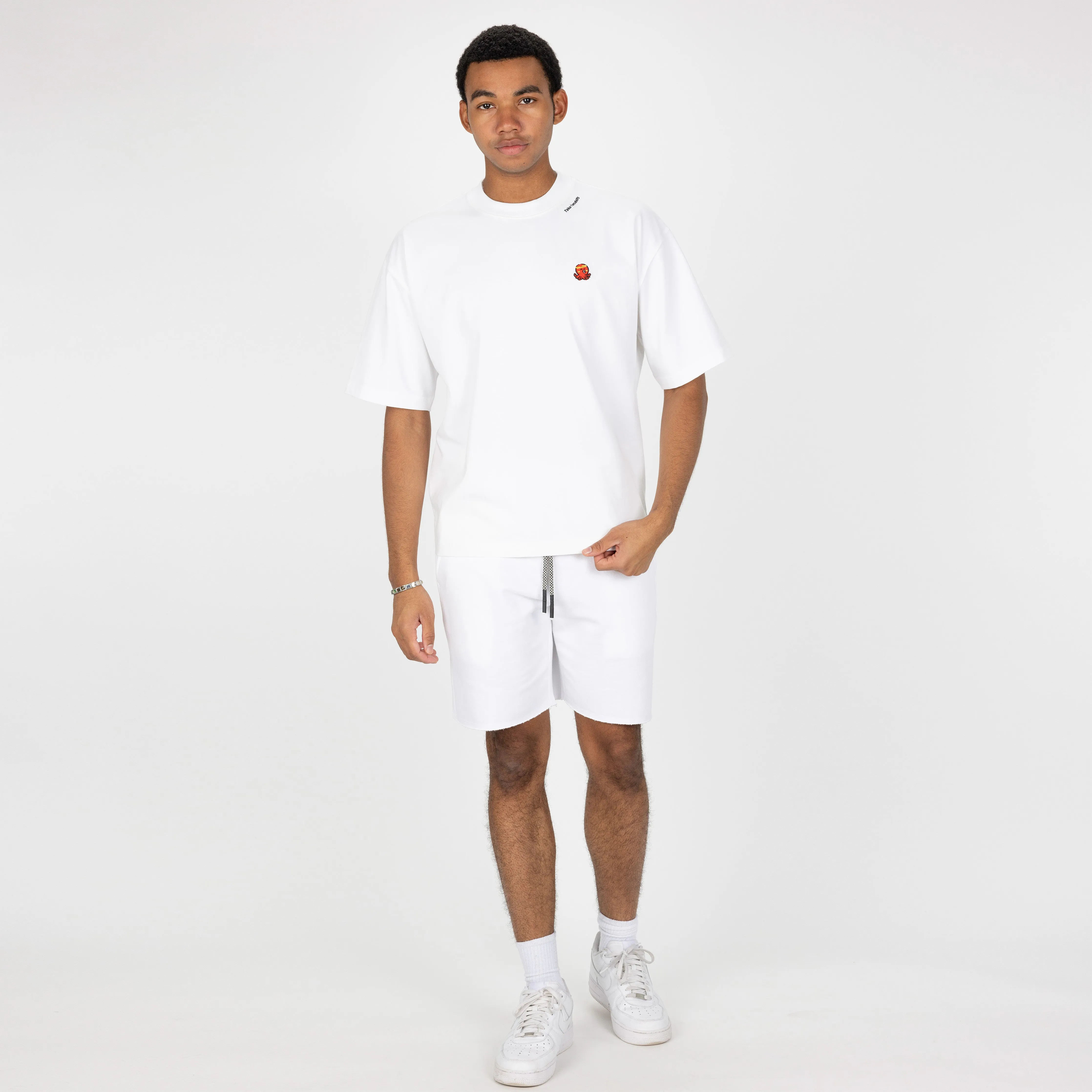 Mens Raw Edge Fleece Shorts - White