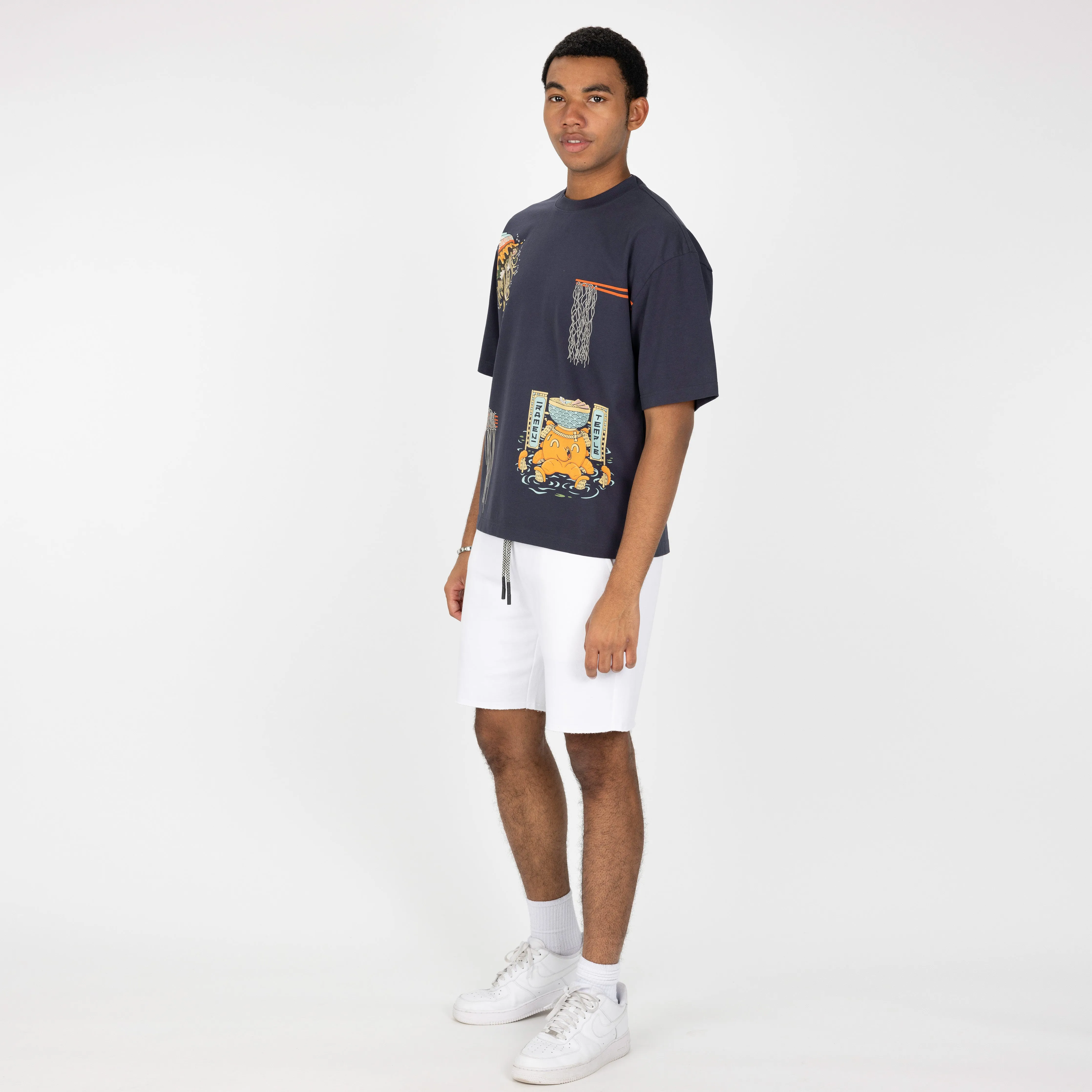 Mens Raw Edge Fleece Shorts - White
