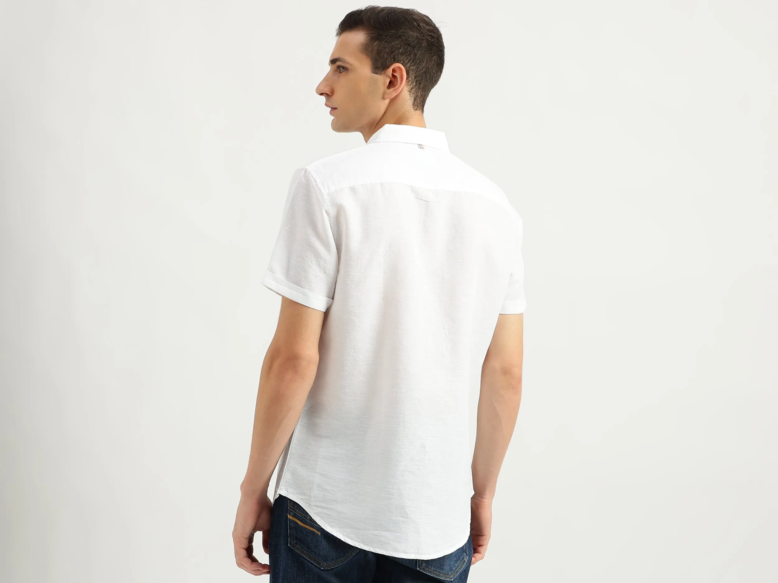 Men's Slim Fit Spread Collar Solid Shirts