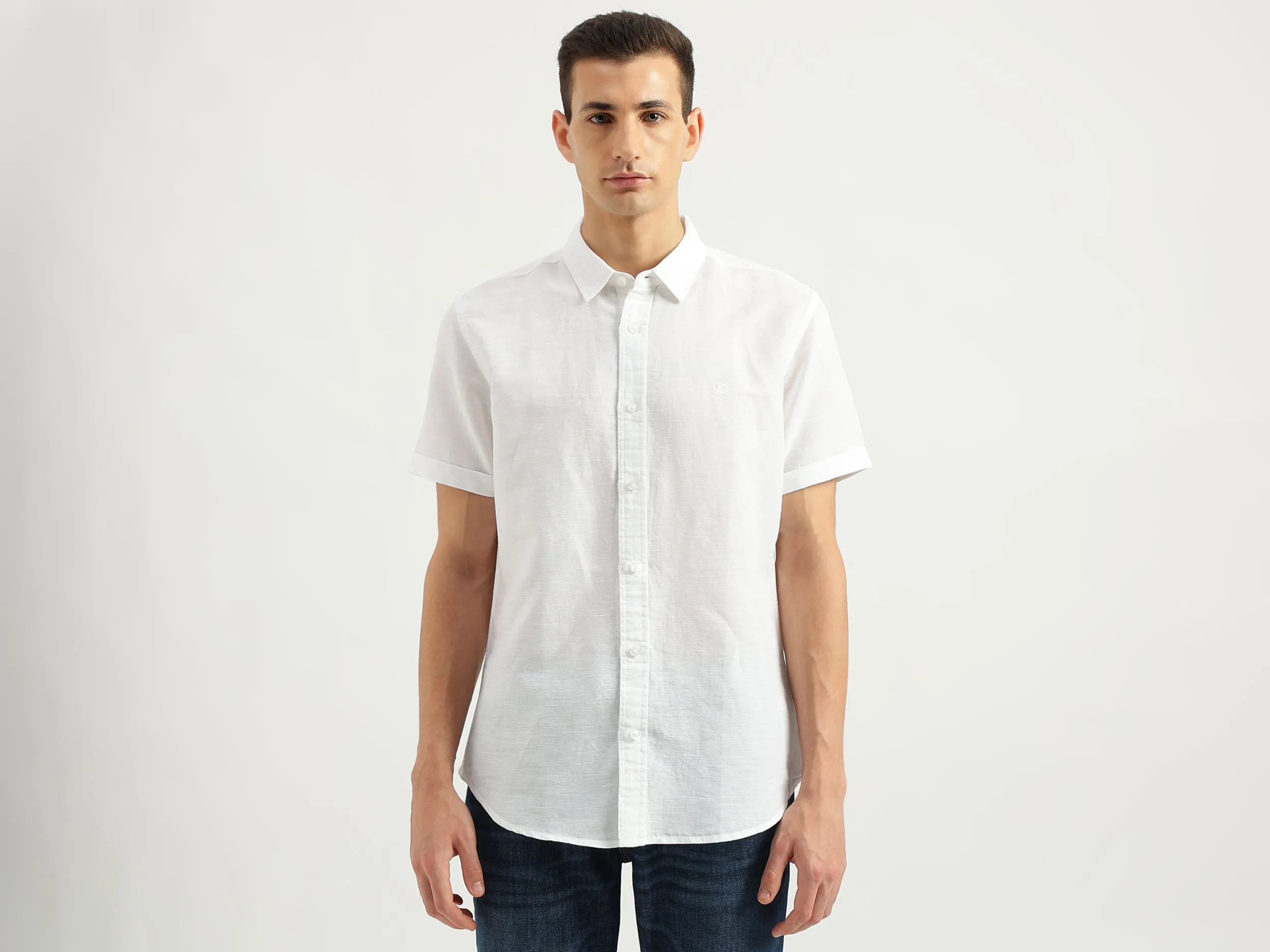 Men's Slim Fit Spread Collar Solid Shirts