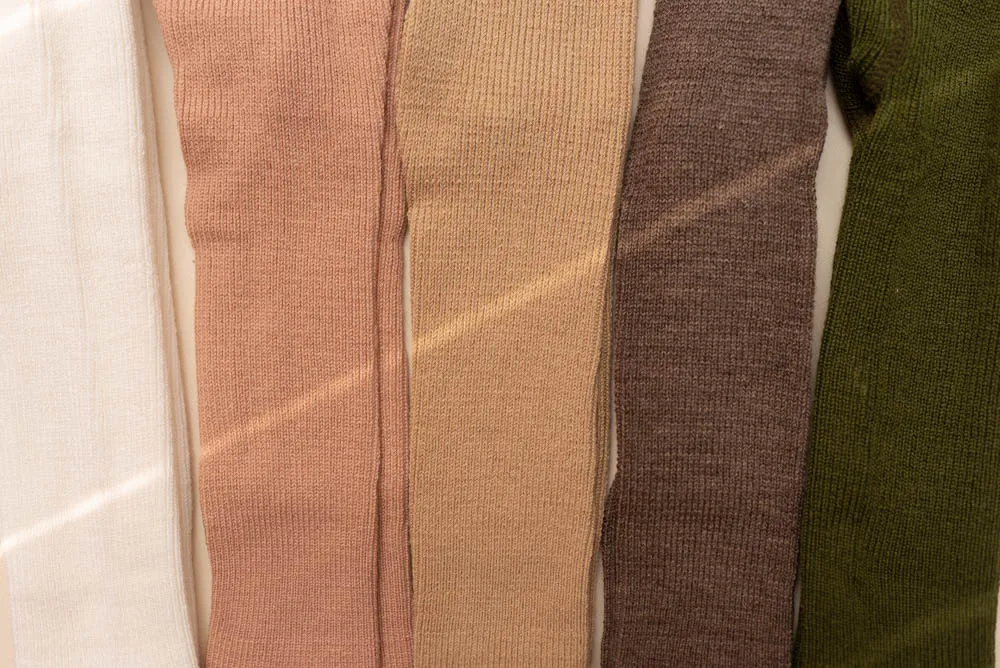 Merino Blend Tights with Braces - Tawny