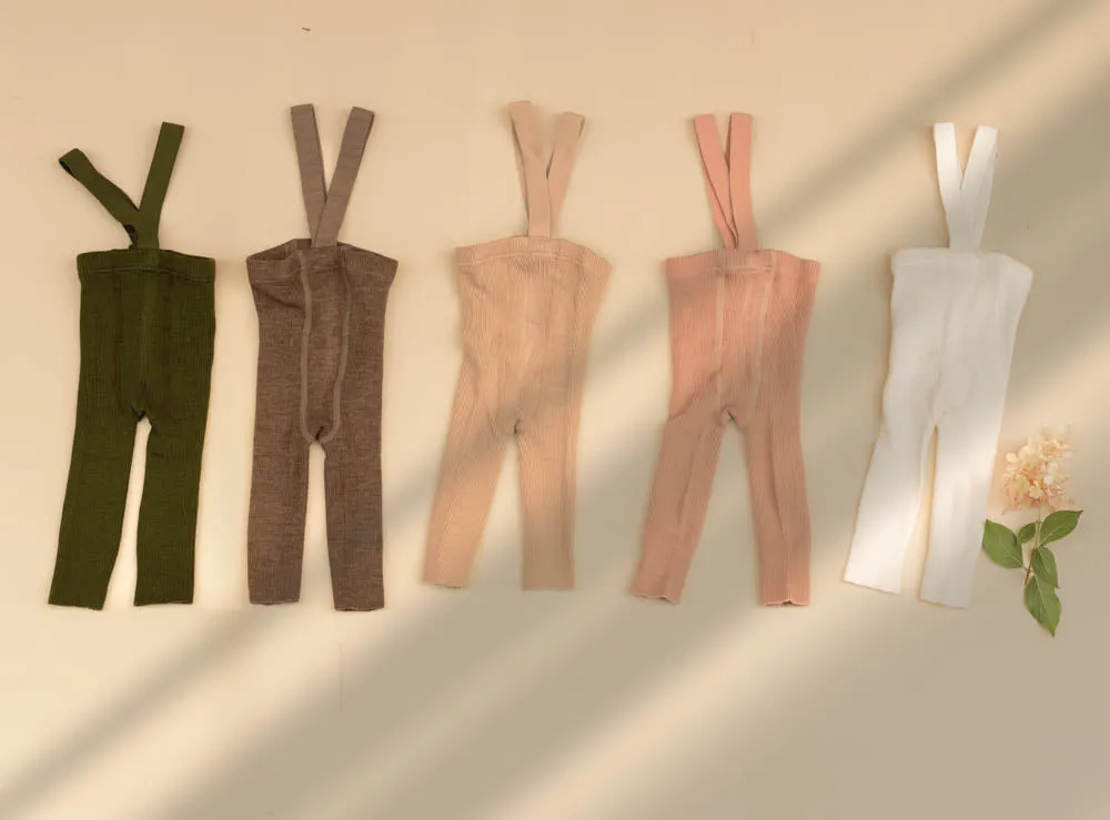 Merino Blend Tights with Braces - Tawny