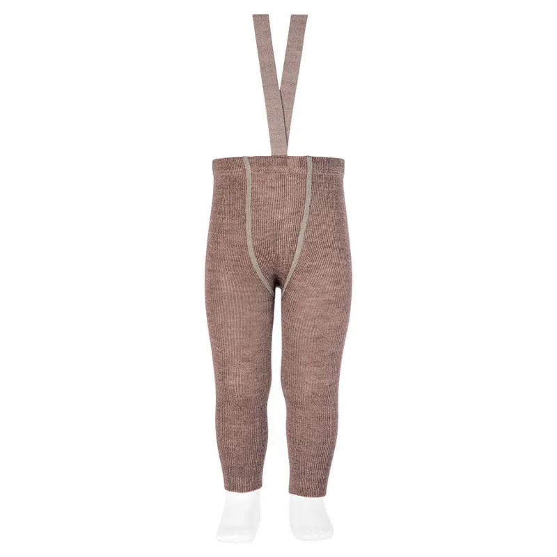 Merino Blend Tights with Braces - Tawny