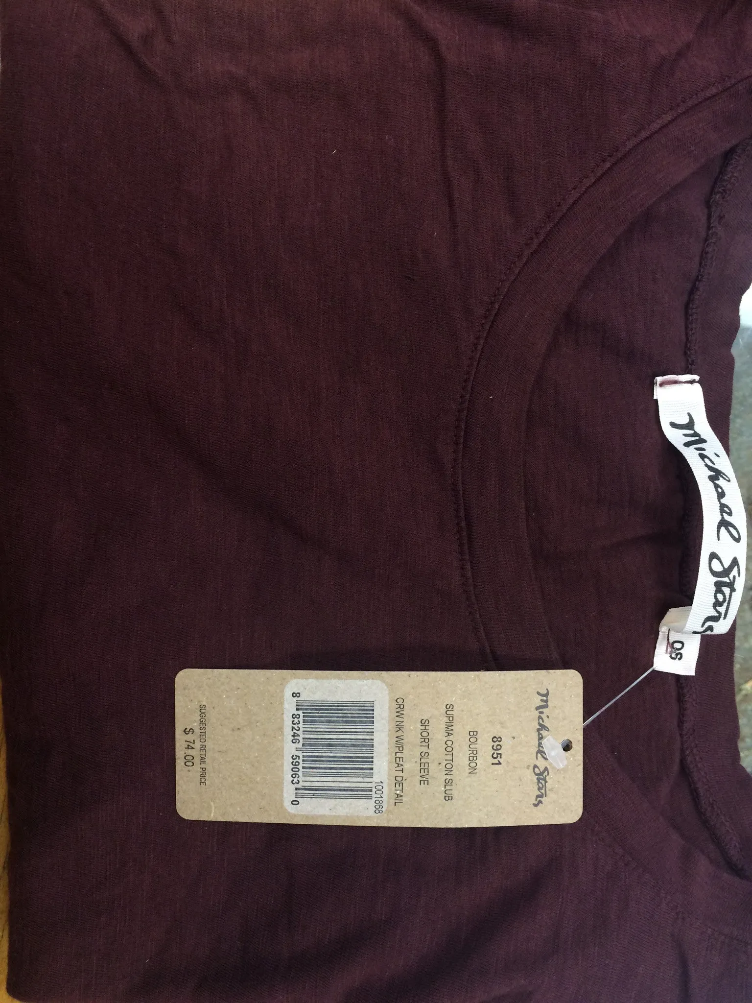 Michael Stars Supima Cotton Slub Tee w/ Pleat Detail | Bourbon