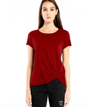 Michael Stars Supima Cotton Slub Tee w/ Pleat Detail | Bourbon