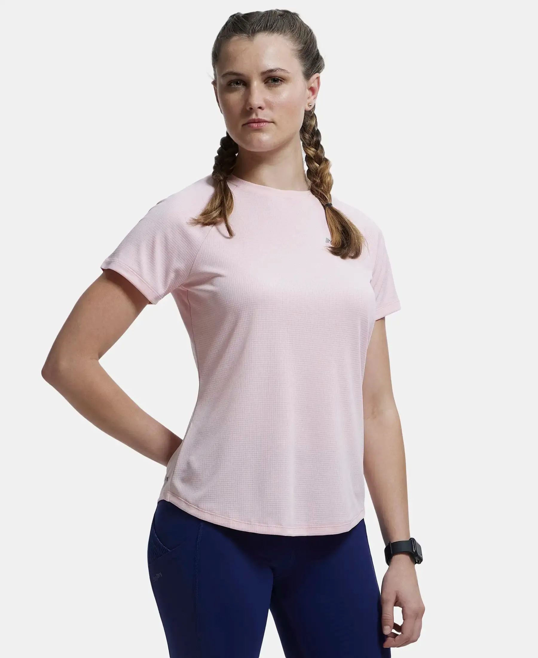 Microfiber Fabric Relaxed Fit Half Sleeve Breathable Mesh T-Shirt - Almond Blossom