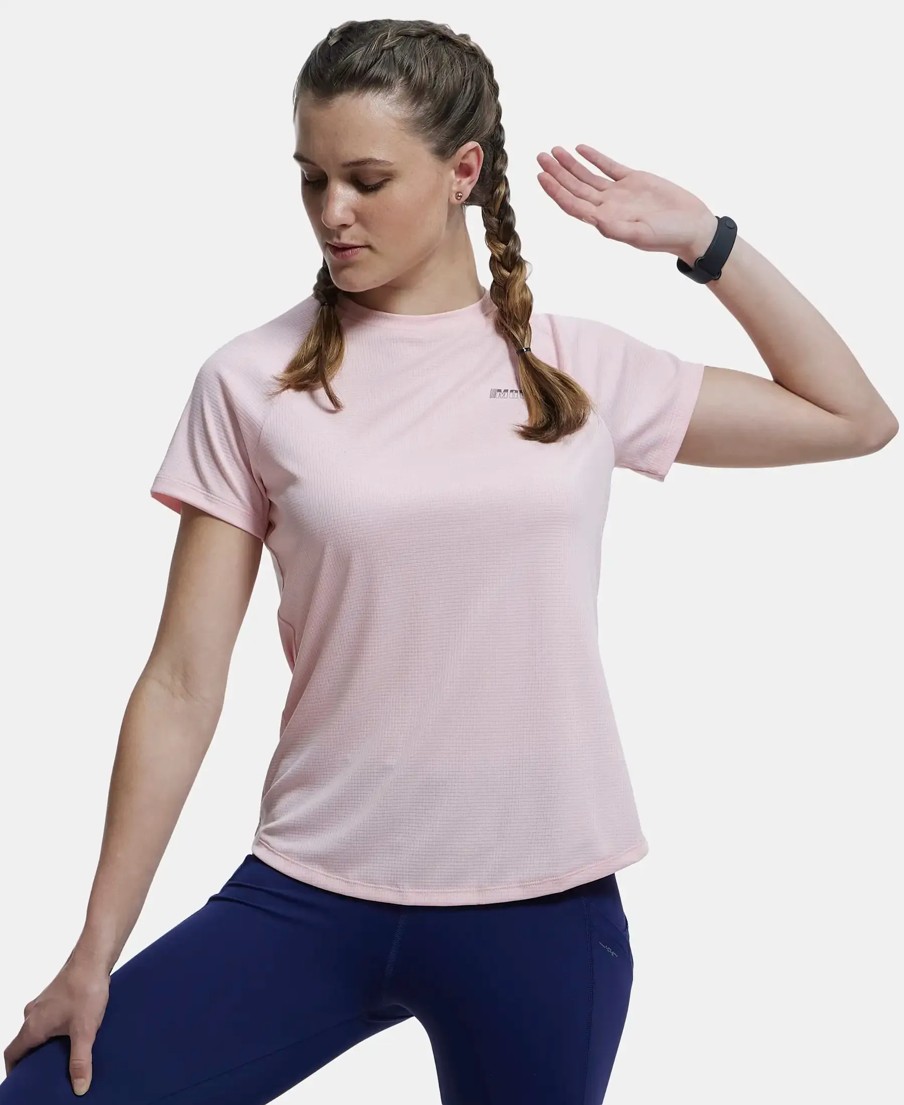 Microfiber Fabric Relaxed Fit Half Sleeve Breathable Mesh T-Shirt - Almond Blossom