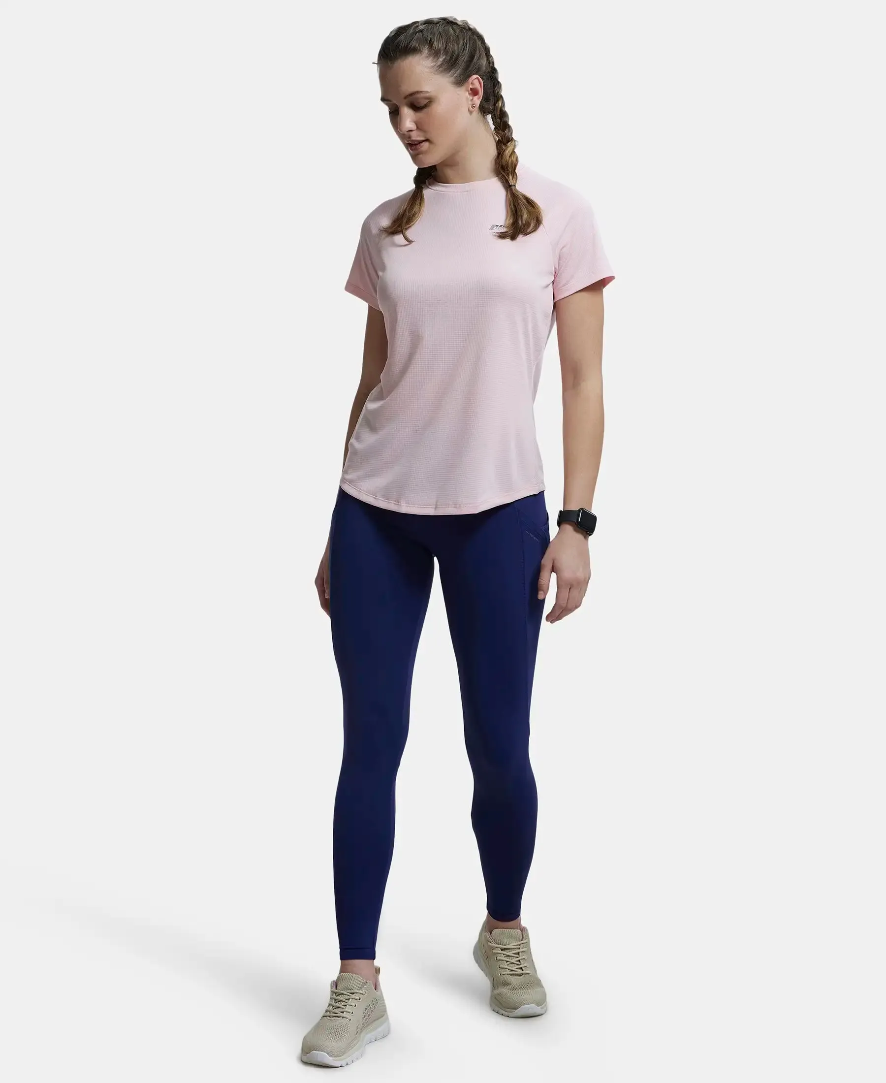 Microfiber Fabric Relaxed Fit Half Sleeve Breathable Mesh T-Shirt - Almond Blossom