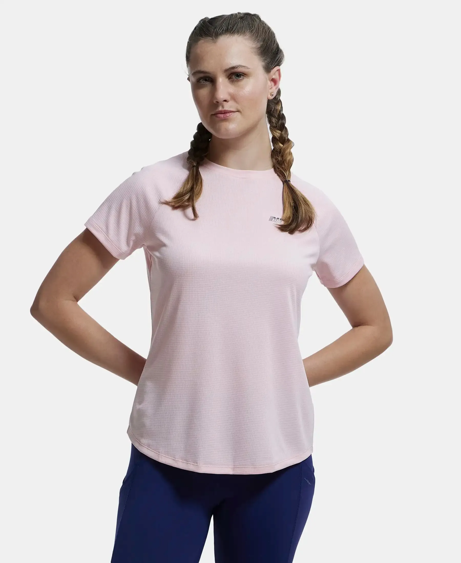 Microfiber Fabric Relaxed Fit Half Sleeve Breathable Mesh T-Shirt - Almond Blossom