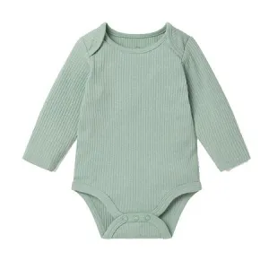 Mint Ribbed Long Sleeve Bodysuit