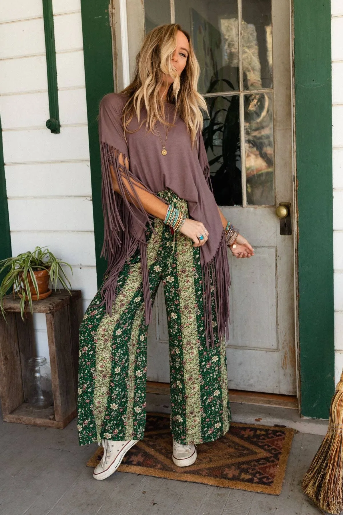 Mocha Showstopper Fringe Top