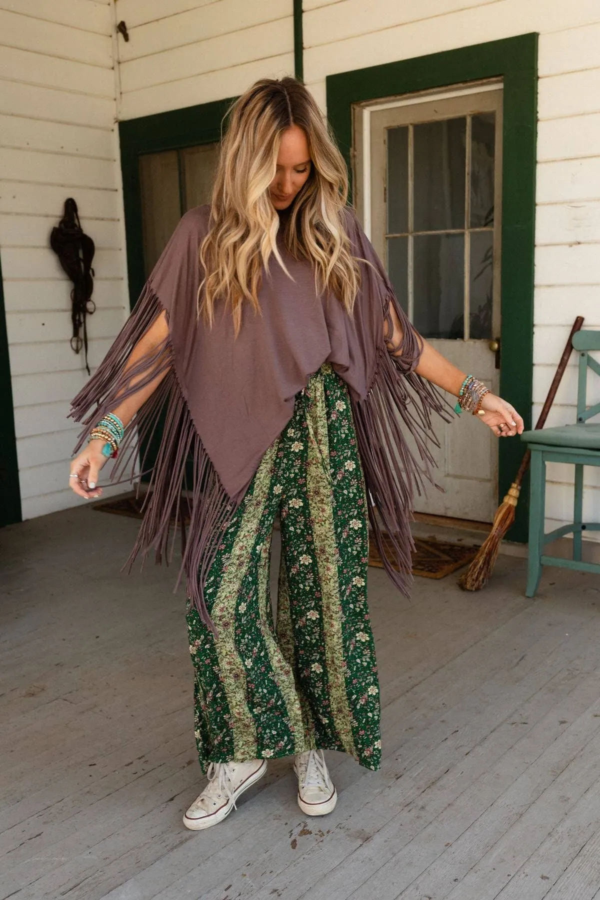 Mocha Showstopper Fringe Top