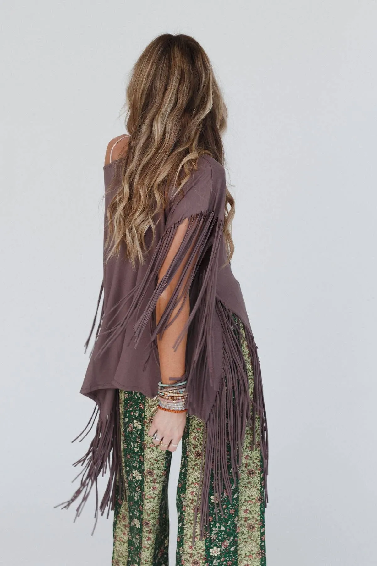 Mocha Showstopper Fringe Top