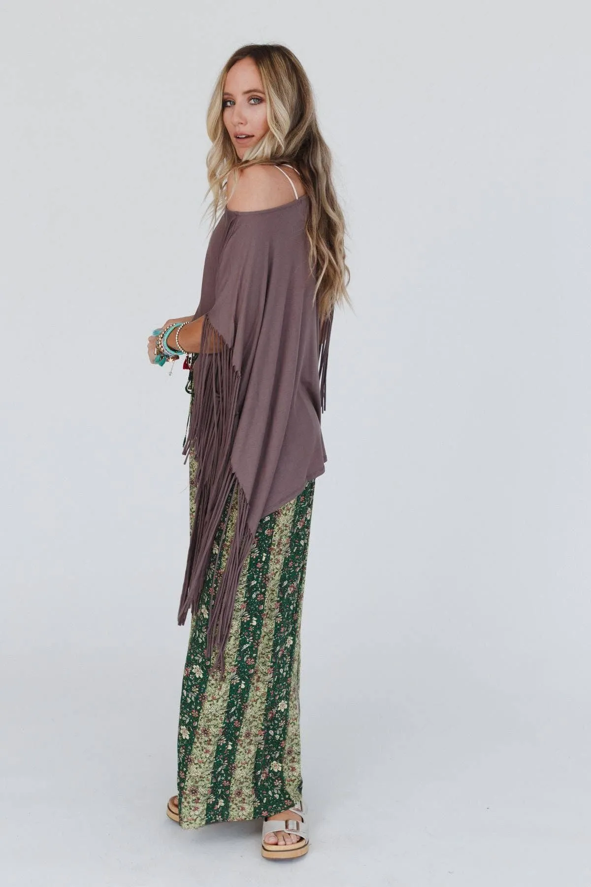 Mocha Showstopper Fringe Top