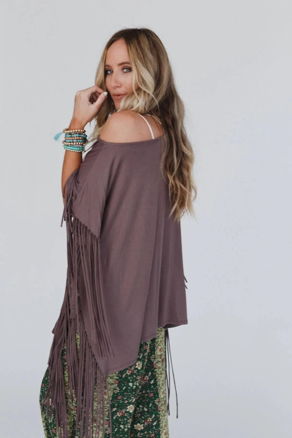 Mocha Showstopper Fringe Top