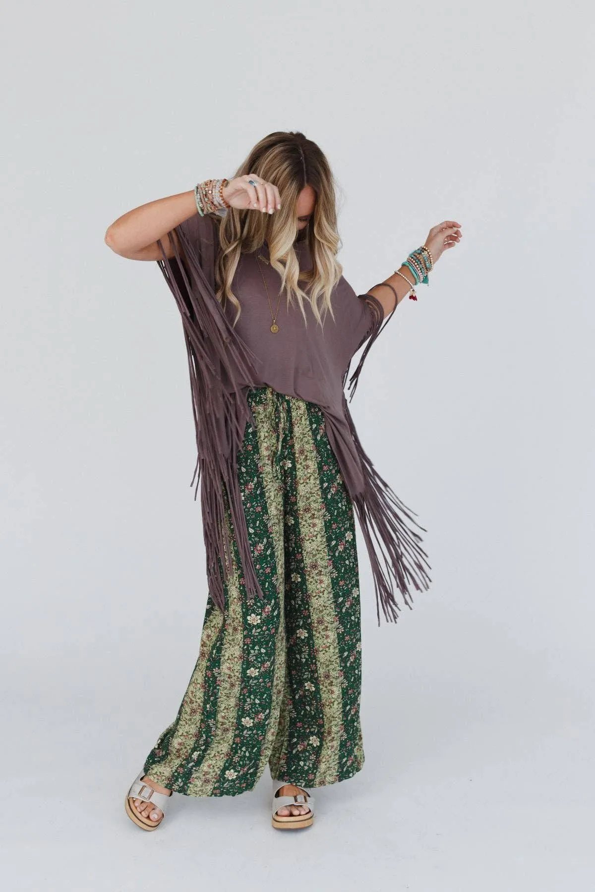 Mocha Showstopper Fringe Top