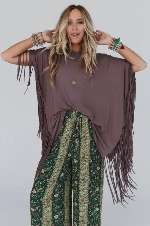 Mocha Showstopper Fringe Top