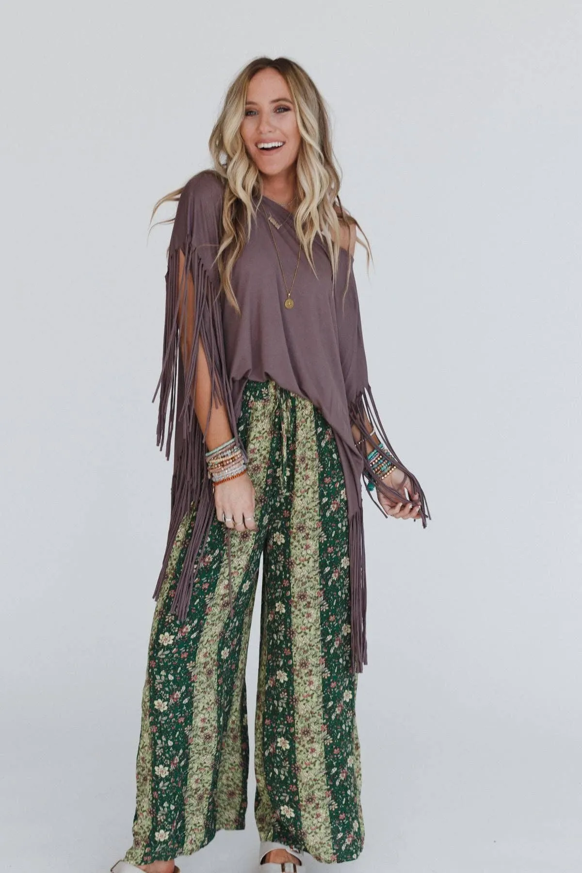 Mocha Showstopper Fringe Top