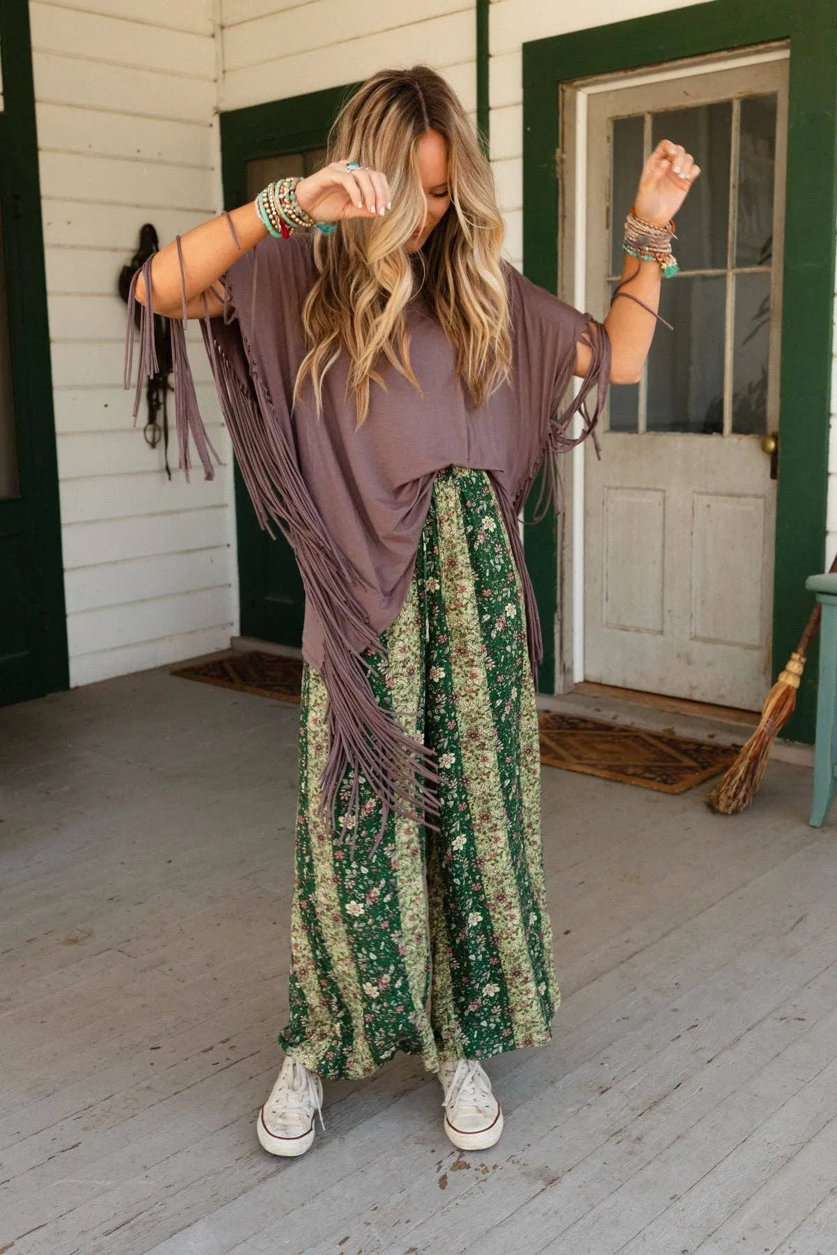 Mocha Showstopper Fringe Top