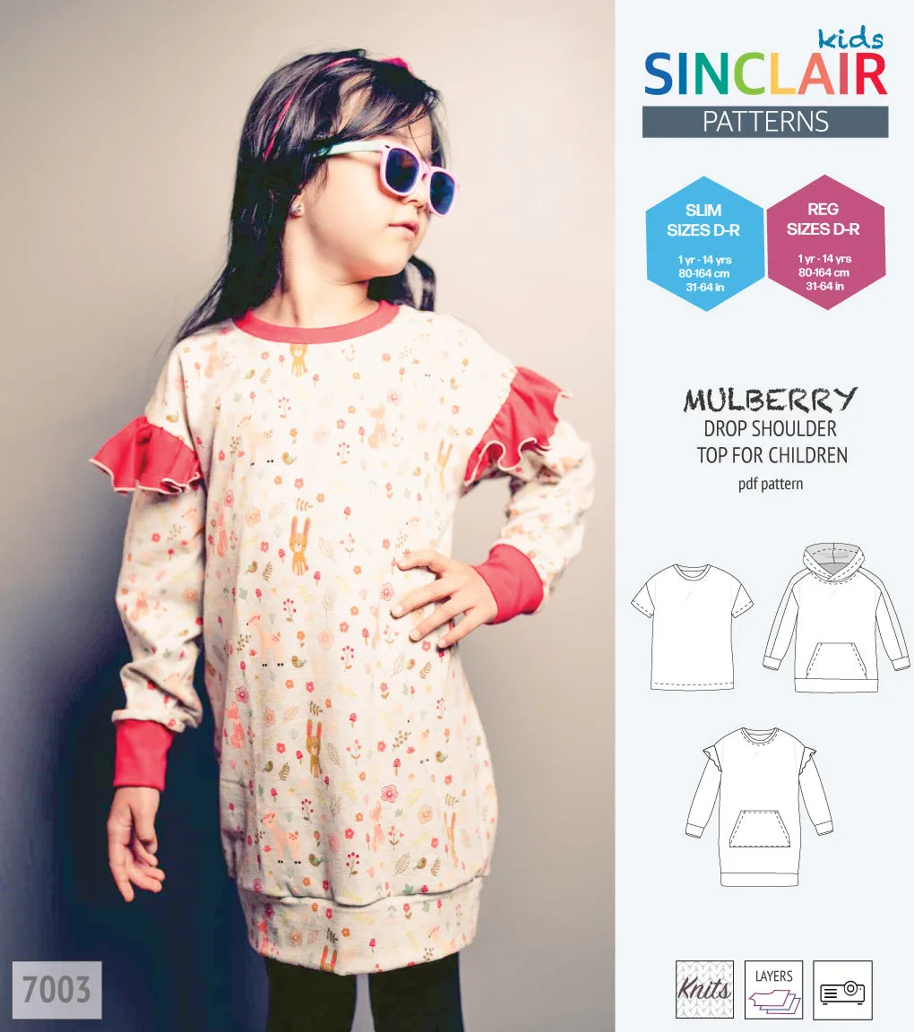 Mulberry drop shoulder knit top for children (PDF)