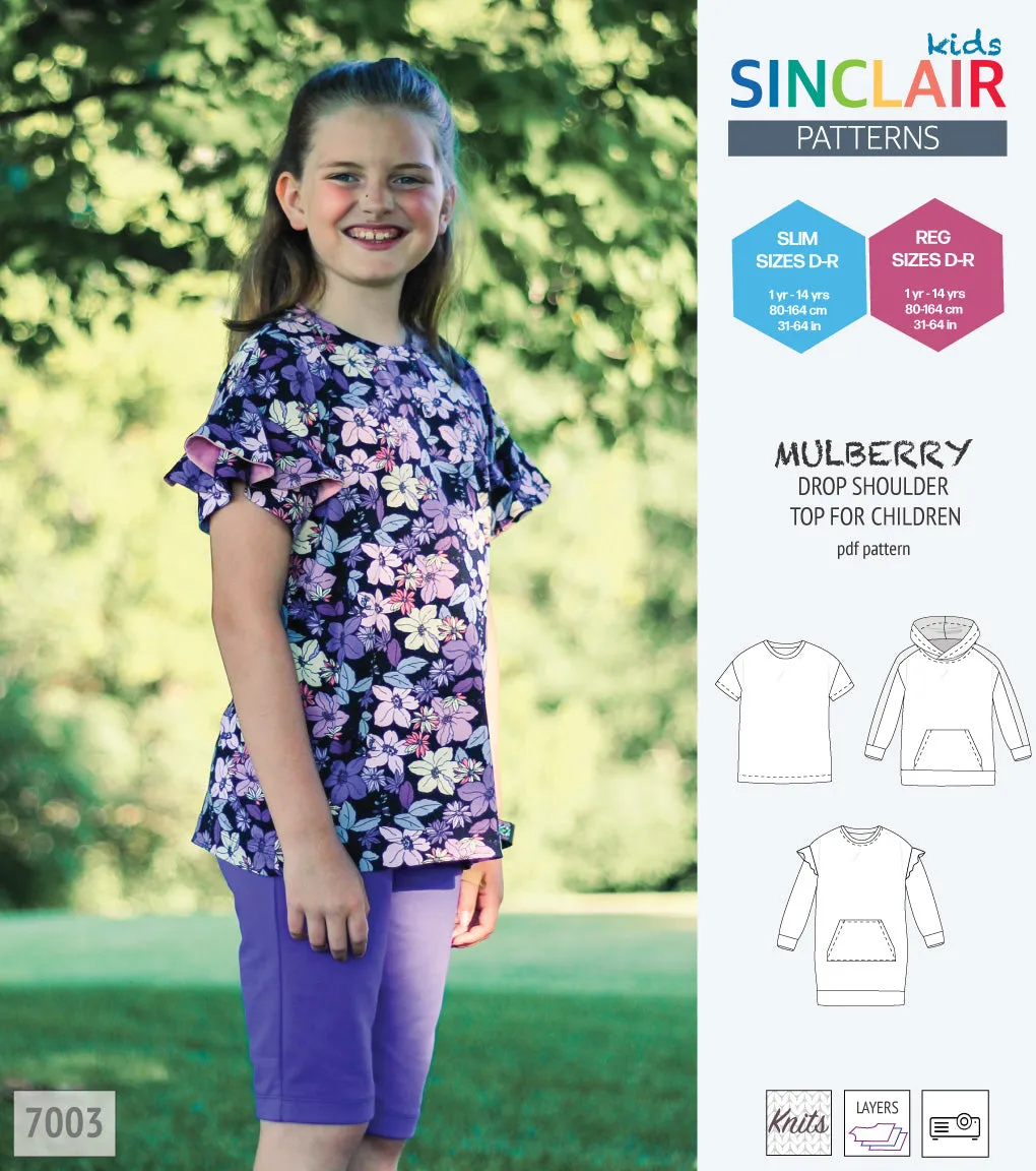 Mulberry drop shoulder knit top for children (PDF)