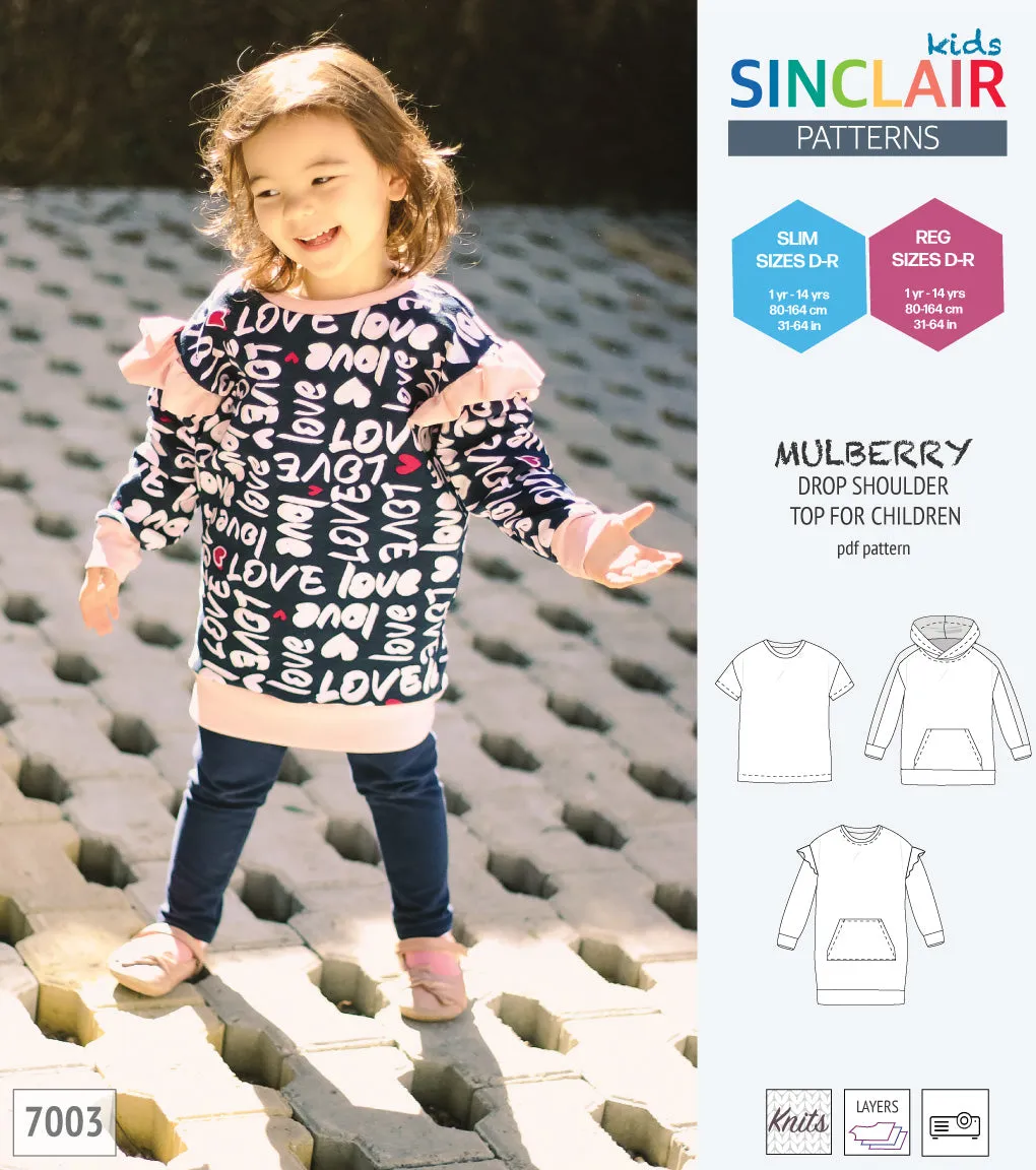 Mulberry drop shoulder knit top for children (PDF)
