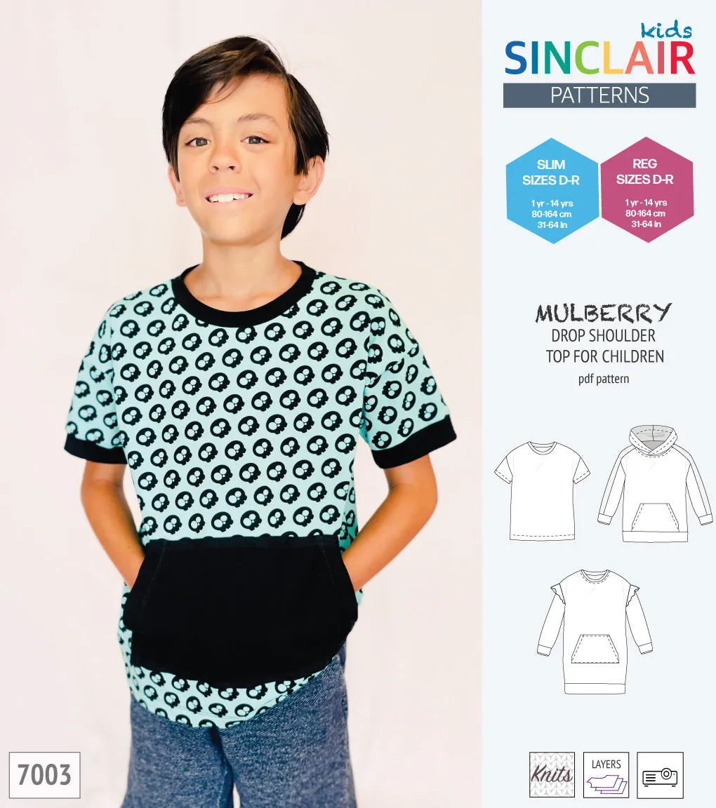 Mulberry drop shoulder knit top for children (PDF)