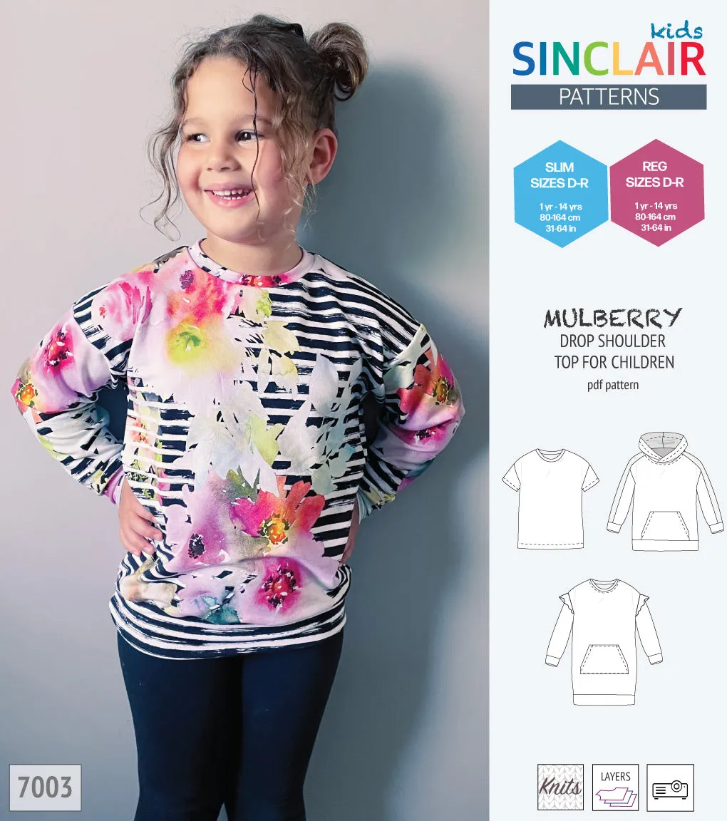 Mulberry drop shoulder knit top for children (PDF)