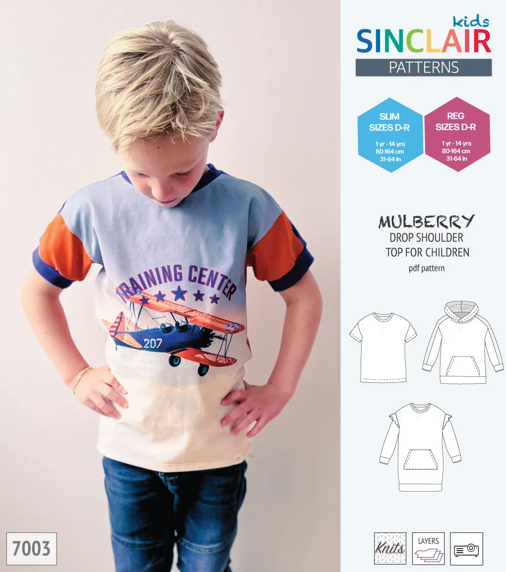 Mulberry drop shoulder knit top for children (PDF)