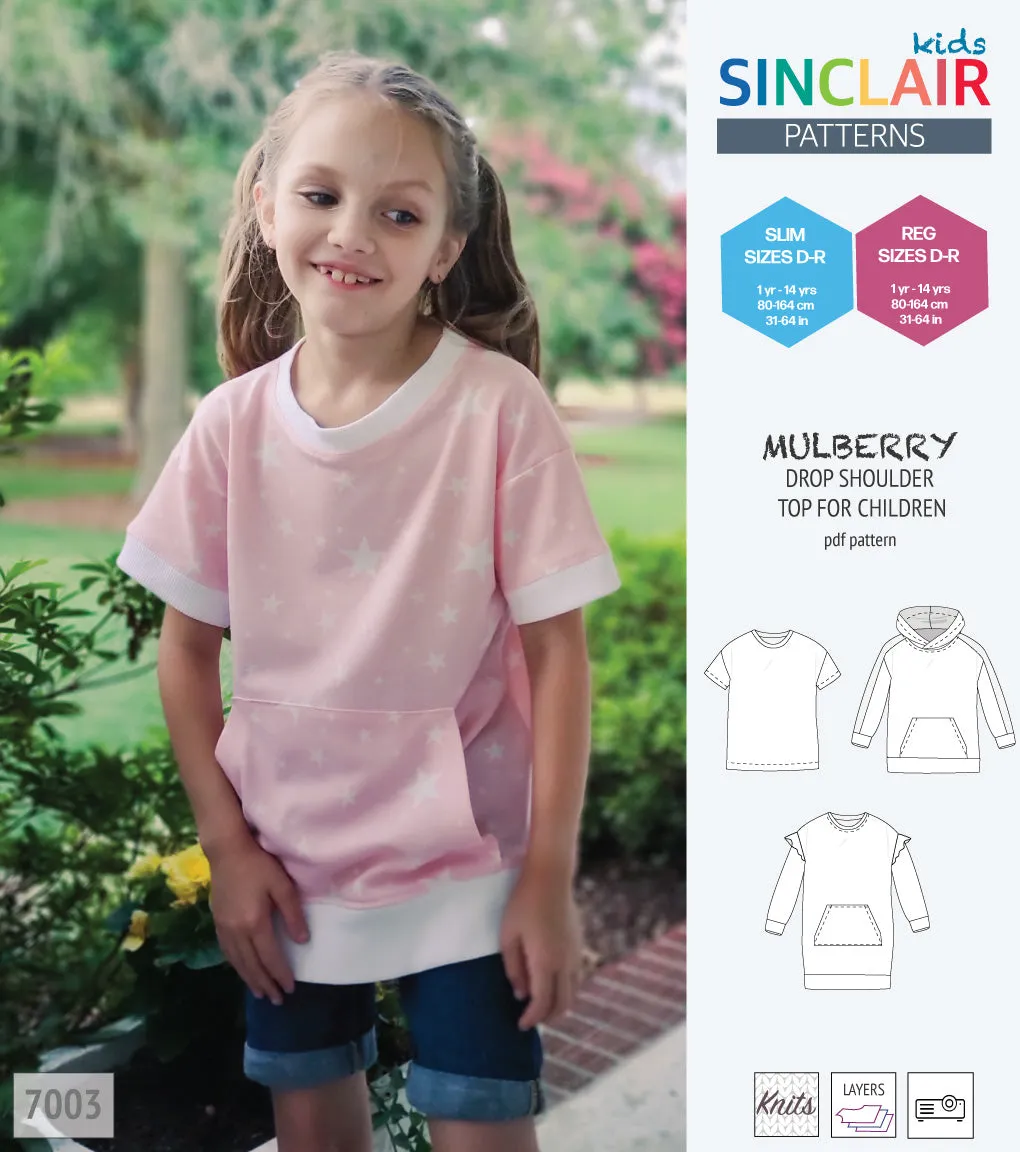 Mulberry drop shoulder knit top for children (PDF)