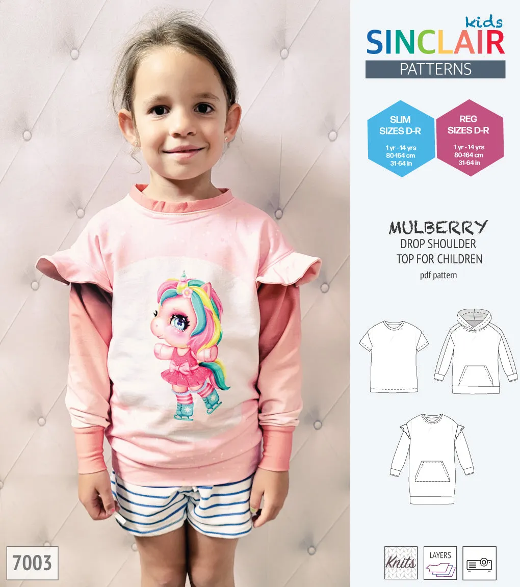 Mulberry drop shoulder knit top for children (PDF)