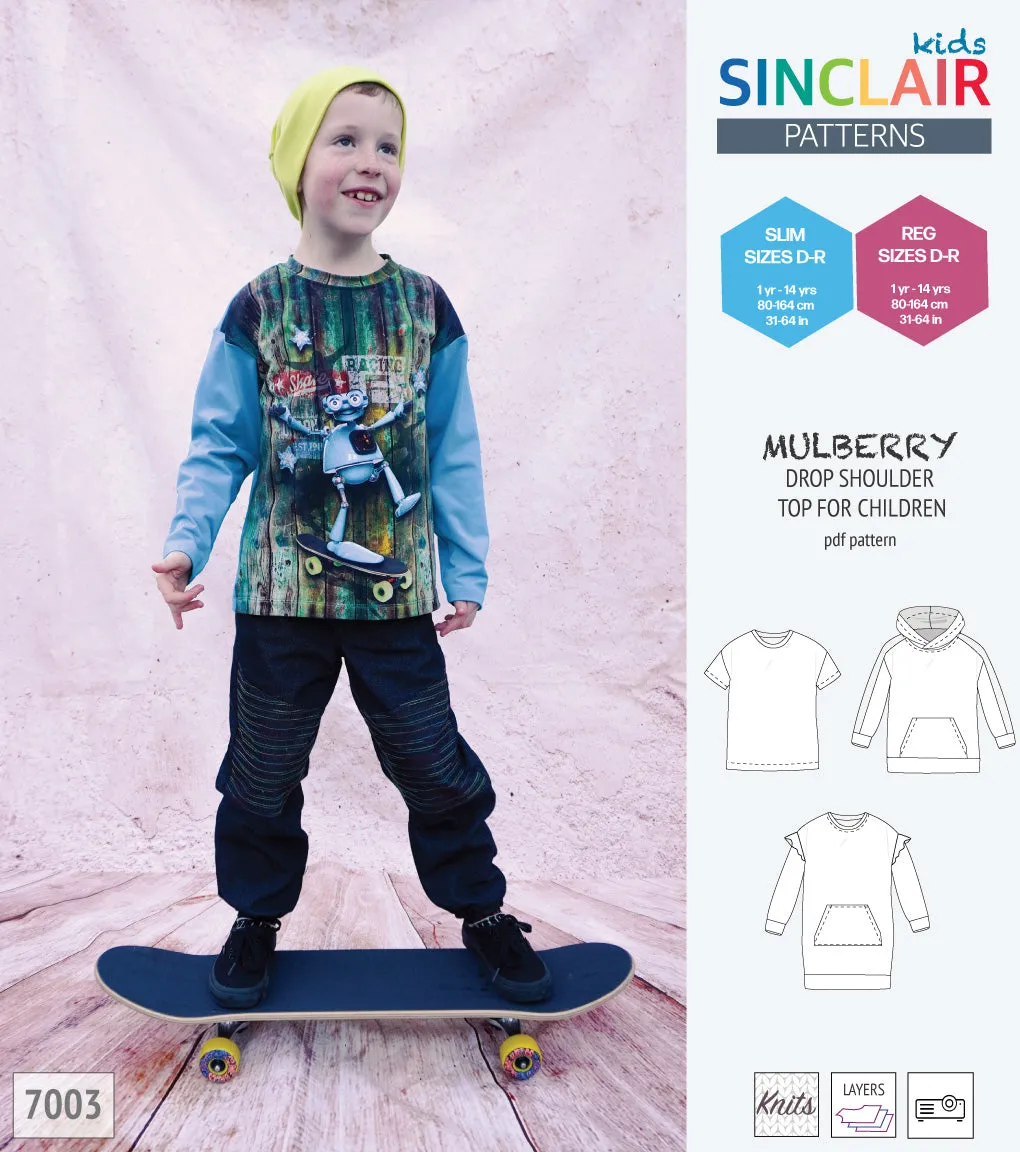 Mulberry drop shoulder knit top for children (PDF)