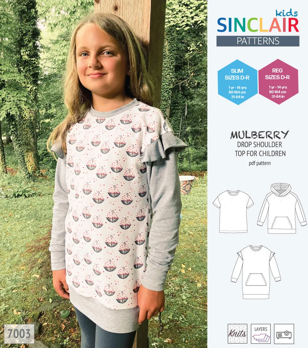 Mulberry drop shoulder knit top for children (PDF)