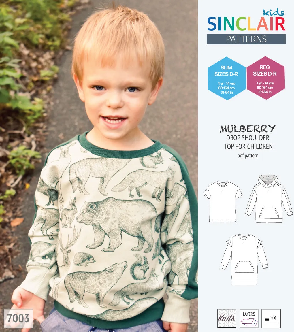 Mulberry drop shoulder knit top for children (PDF)