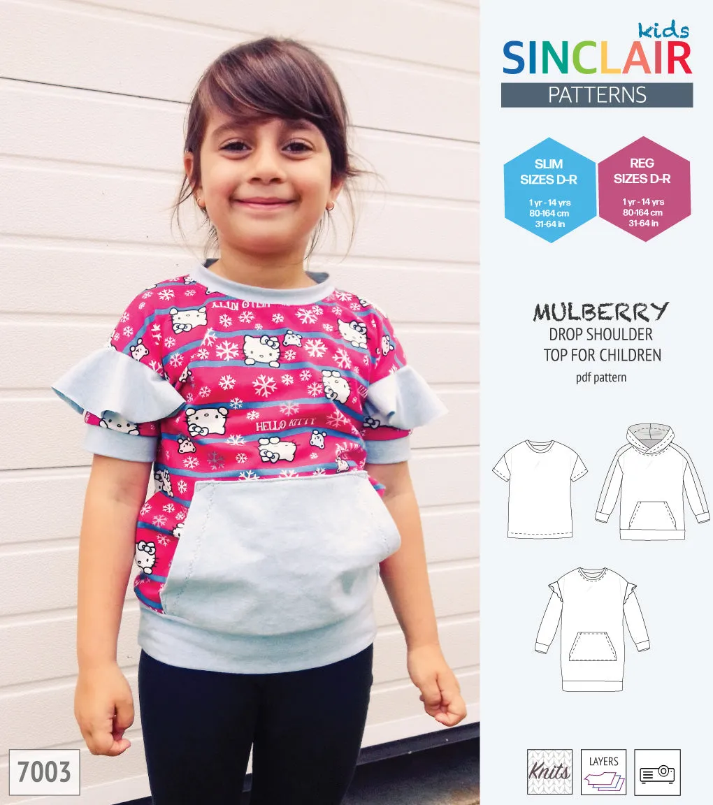 Mulberry drop shoulder knit top for children (PDF)