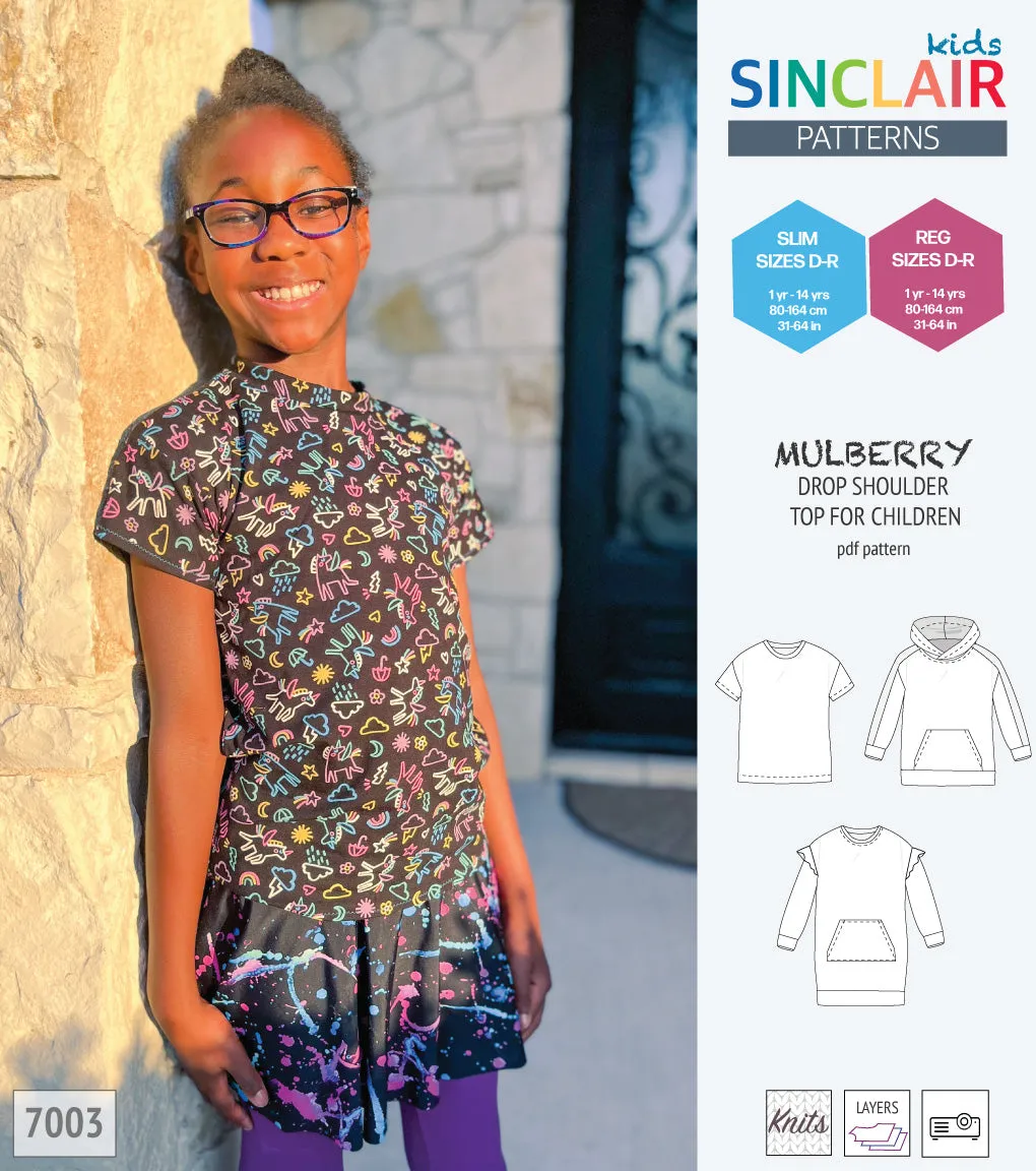 Mulberry drop shoulder knit top for children (PDF)