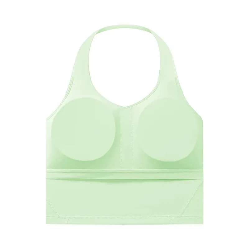 Naked Feel Halter Sports Bras - Women Beauty Back Padded Yoga Tank Tops, Sleeveless Workout Running Fitness Crop Top with Built-In Bra